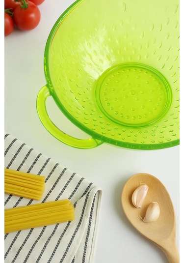 Akrilik Yeşil Makarna Süzgeçi & Sebze Meyve Süzgeçi Çok Renkli