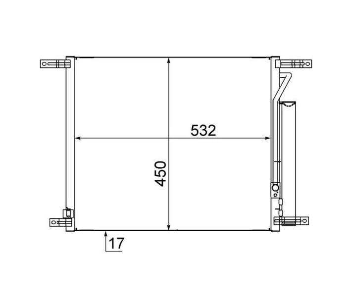 Klima Radyatörü Kondenser Chevrolet Aveo Al/al 515x428x16 96878657 94838817 95227757