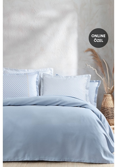 Yataş Pinto Çift Kişilik Bambu Pike Takımı - Mavi