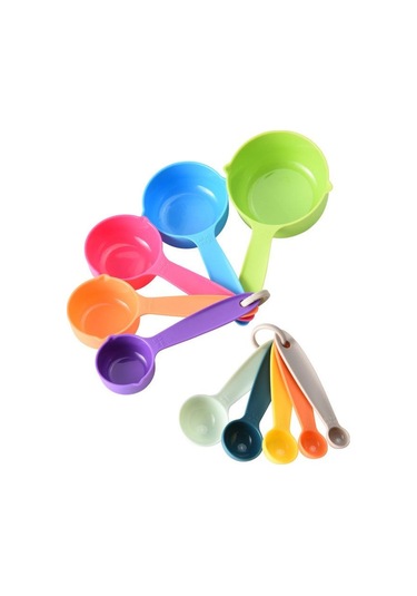 Çok Renkli 10 Adet Ölçekli Ölçüm Kaşığı Çay Kaşığı Çok Amaçlı Kaşık Kek Pişirme Un Gıda Ölçüm Kabı Ev Mutfak Aksesuarları Pişirme Araçları