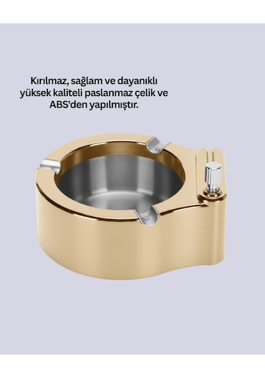 Çakmaklı Küllük Paslanmaz Metal Dayanıklı Tasarım