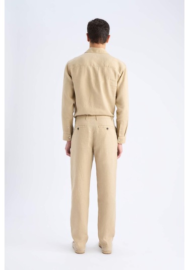 DeFacto %100 Keten Relax Fit Rahat Kesim Düz Paça Yazlık Pantolon C1117AX25SPBG732