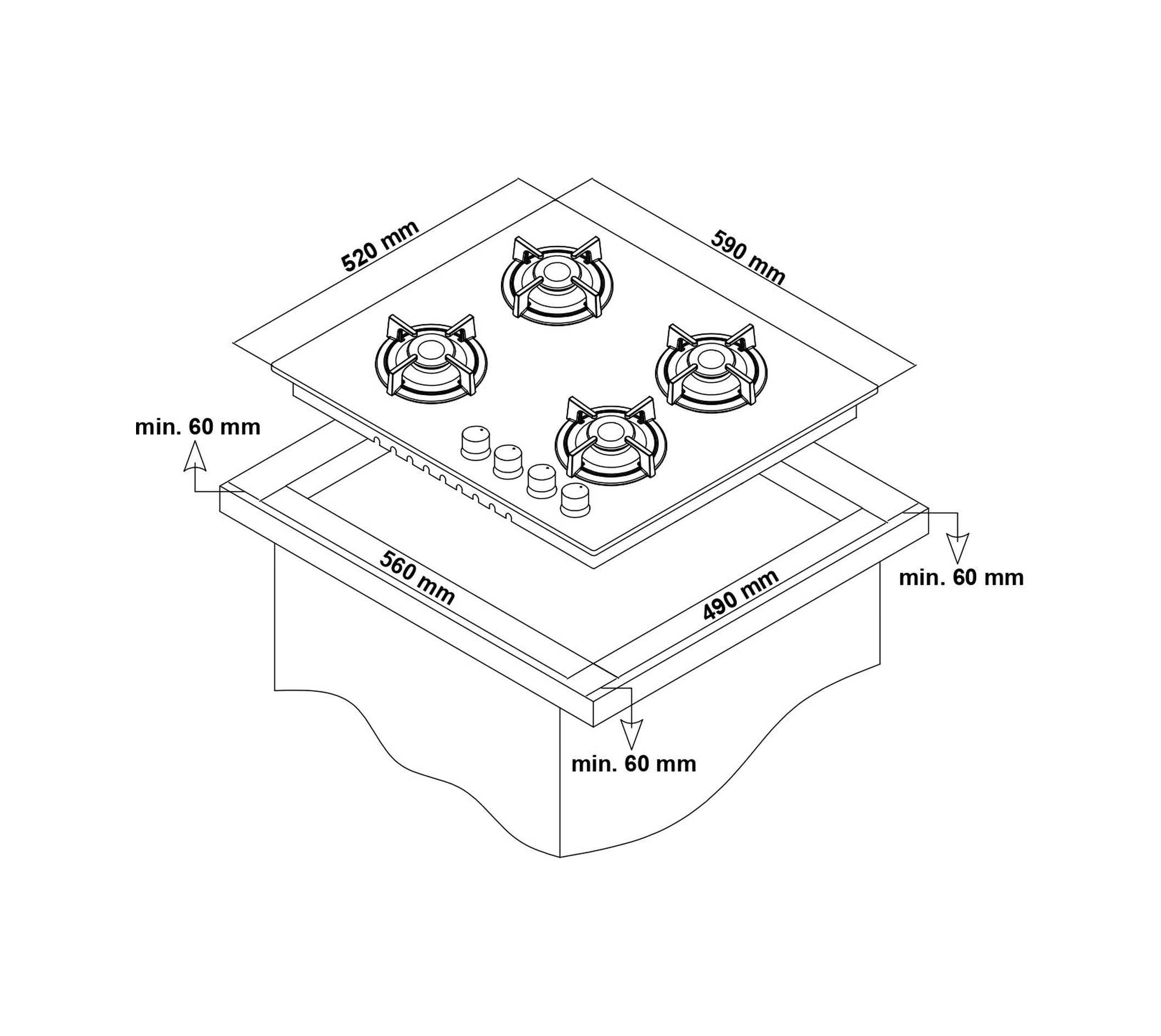 Simfer 3970 60 CM Ankastre Vitroseramik Ocak 4E