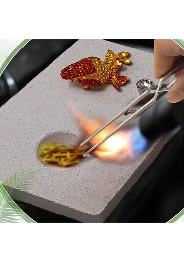 Xurunkeji Parçalı Mücevher Lehimleme Seti 2 Seramik Lehimleme Plakası Yuvarlak Yivli Lehimleme Plakası 3 Ters Kilitli Cımbız