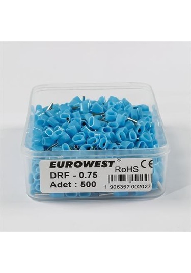 Eurowest 2x0,75mm Mavi Çift Girişli İzoleli Yüksük 1 Kutu 500 Adet