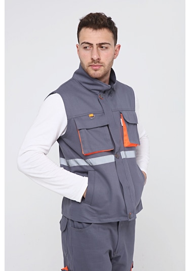 Uniprom Yelek 4 Cepli  Kumaş Yazlık Gri