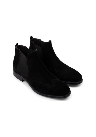 Deery Hakiki Süet Siyah Erkek Chelsea Bot - 01622msyhc12