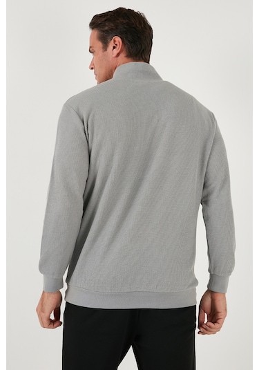 Buratti Pamuklu Regular Fit Yarım Fermuarlı Dik Yaka Erkek Sweat 5905716 Gri