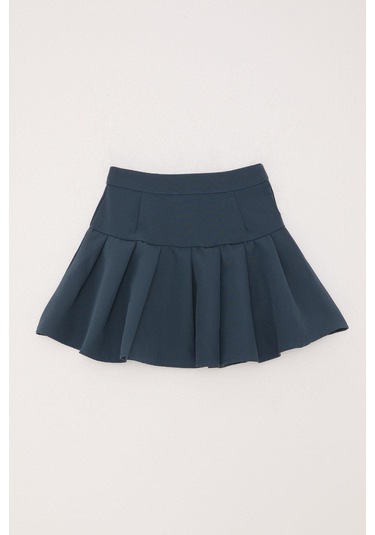 Breeze Kız Çocuk Pileli Etek Çıtçıtlı 7-12 Yaş, İndigo İndigo