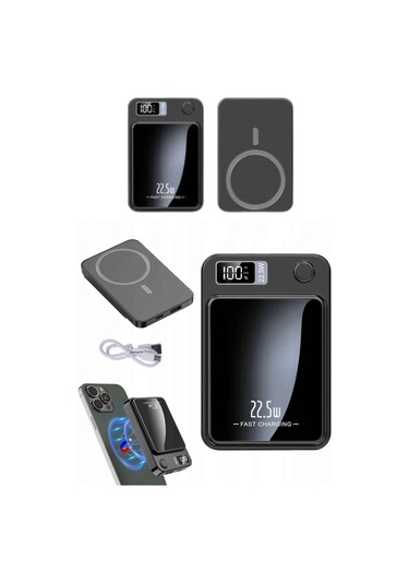 Magsafe Powerbank 10.000 Mah 22.5 Watt Hızlı Şarj Göstergeli Kablosuz Taşınabilir Şarj Çok Renkli