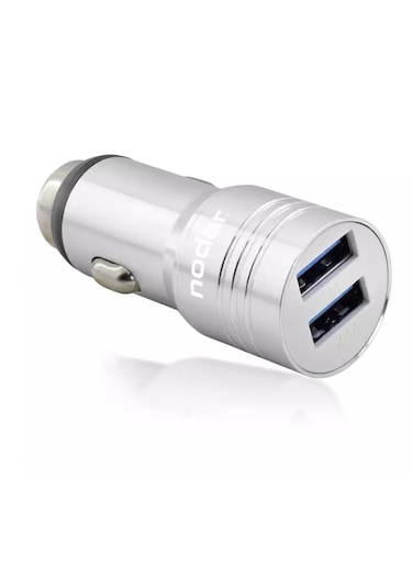 Nodar Nd1075 Araç Şarj Adaptörü 2x Usb 3.4a Metal - Silver Araç Kablosuz Şarj