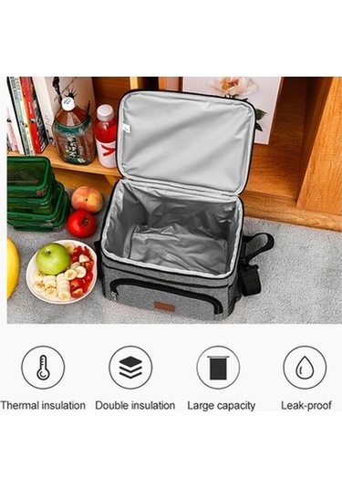 Pazly 16l Büyük Kapasiteli Sızdırmaz Termal Öğle Yemeği Çantası Piknik Soğuk/sıcak İzoleli Omuz Çantası Mavi Mavi