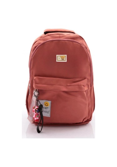 Young Maskotlu Çift Göz Okul Çantası51706 Gül Kuru, Turuncu, Kiremit Kırmızı Desenli