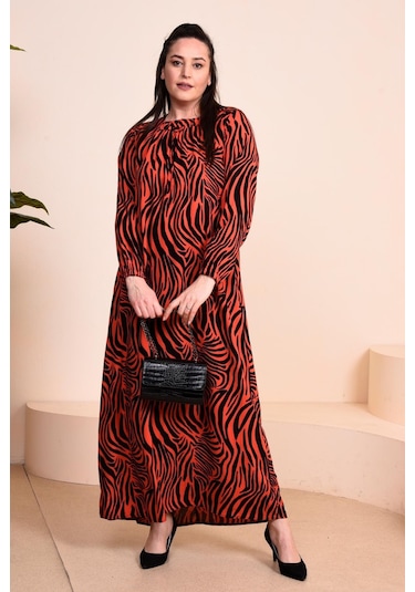 Kadin Anne Buyuk Beden Elbise Cicekli Tesettur Giyim 001