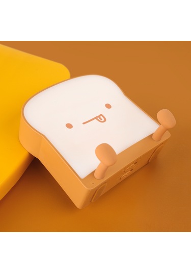 Yifomall Usb Şarjlı 1200mah Tost Şekilli Gece Lambası - Çift Taraflı Işık, Telefon Tutucu, Yatak Odası Dekoru Sıcak Beyaz