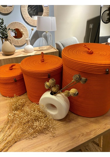 Victor Çok Amaçlı Düzenleyici Kapaklı Sepet,kapaklı Saksılık,kapaklı Organizer 26-20, Küçük Boy Turuncu