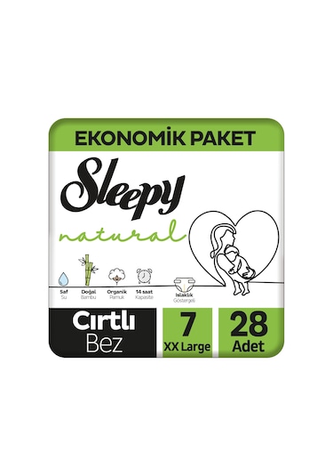 Sleepy Natural Ekonomik Paket Bebek Bezi 7 Numara Xxlarge 28 Adet
