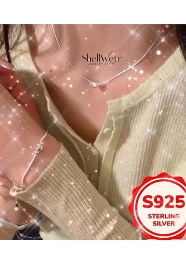 Palermo S925 Ayar Gümüş Kalp Kolye Ve Gümüş Bileklik Altın - Gümüş