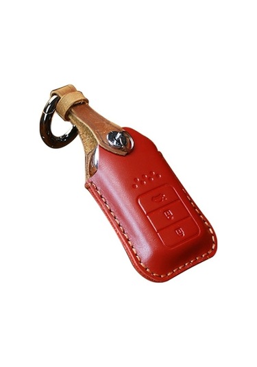 Tongxida Honda Üç Anahtar Sığır Derisi Anahtarlık Kırmızı