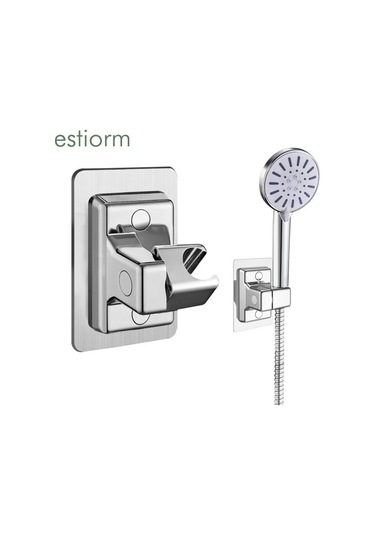 Primepickings Siyah Evrensel Duş Başlığı Tutucu Ayarlanabilir Matkap Yok Kendinden Yapışkanlı Duvara Mon 2 Katlı Gri