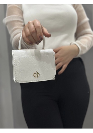 Biçomi Beyaz Cilt Krash Çanta Beyaz