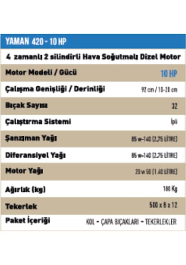 Yaman Ymn420 10 Hp Dizel Marşlıçapa Makinası