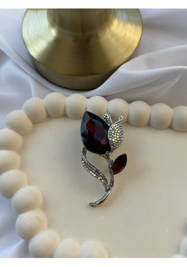 Mürdüm Lale Motif Broş Altın