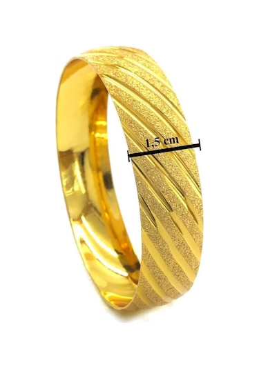Altın Kaplama Yan Çizgili Simli 1.5 Cm Bilezik Blz-3070 Altın