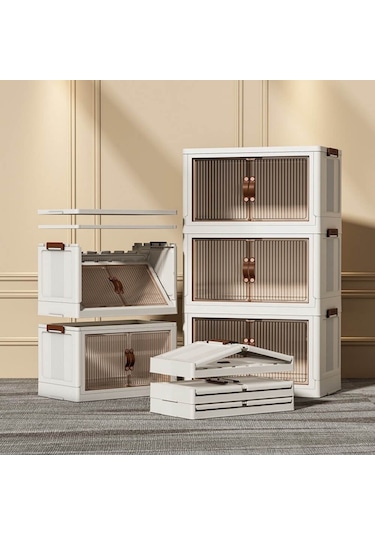 Piev Çok Amaçlı Kapaklı İstiflenebilir Organizer Dolap 4 Lü Beyaz