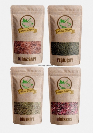 Detoks Seti Kiraz Sapı, Yeşil Çay, Biberiye, Hibisküs 50 Grlık Paket Set