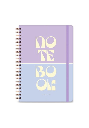 20x28 Spiralli Sert Kapak Lastikli Kareli Not Defteri Lila Lila