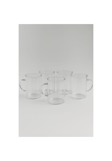6'lı Çay Kupa Seti, Borosilikat Cam Kupa, 200 Ml Şeffaf