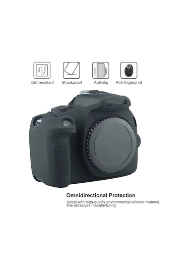 Sones Canon Eos 2000d Uyumlu Yumuşak Silikon Koruyucu Kılıf Siyah