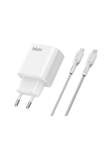 Bolt Duo 20W Usb-A Ve Type-C Çift Portlu Hızlı Şarj Aleti Type-C Kablo Ve Adaptör Seti Beyaz