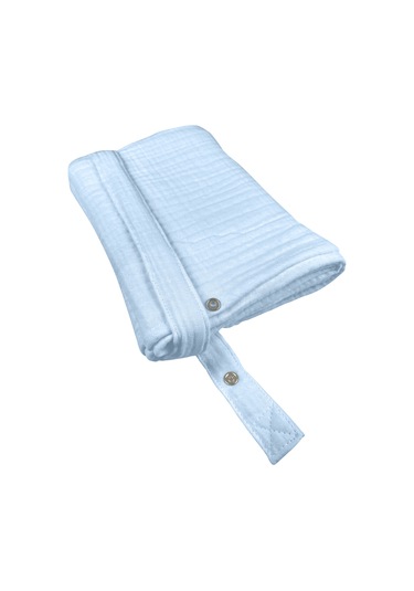 4 Katlı Iç Göstermez Pamuk Müslin Bebek Emzirme Önlüğü Mavi