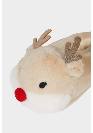 Defacto Kadın Yılbaşı Temalı Düz Taban Panduf A8388ax25wnbg26 Bej-bg26