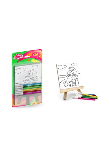 Mini Tuval Boyama Seti 1 Şövale+6 Tuval+6 Keçeli Kalem-red Castle St-01