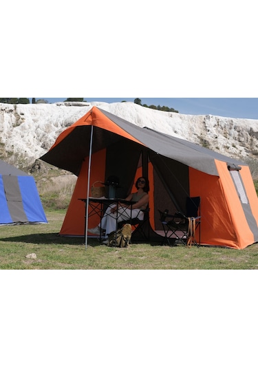 Kapı Sineklikli 2+1 L Mutfaklı Double Kamp Çadırı 4-6 Kişilik - Yeşil