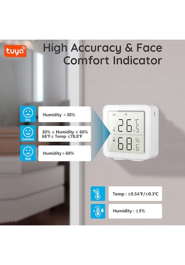 Yifomall Akıllı Wifi Nem Ve Sıcaklık Sensörü - Uzaktan Takip Ve Uyarı Özellikli