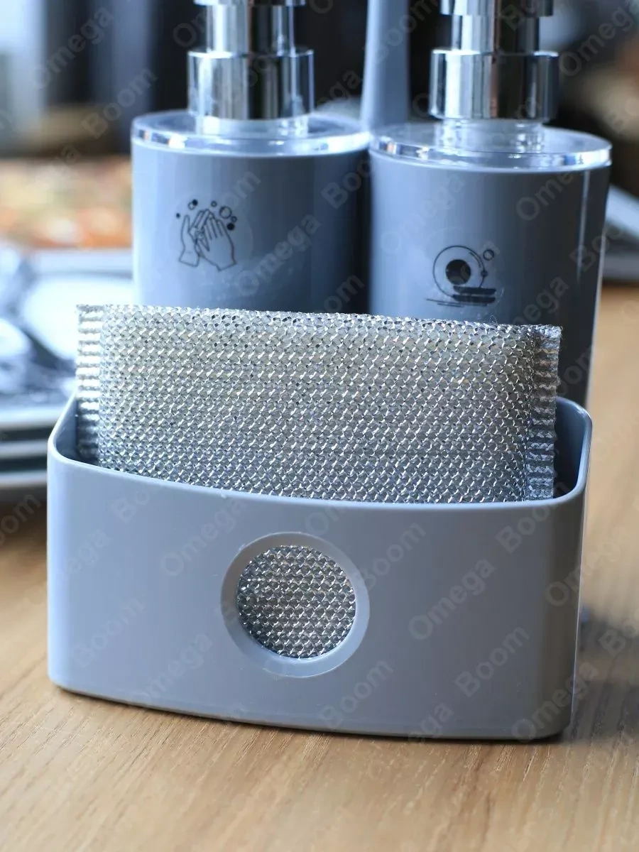 Pıta Mutfak İçin Sabun Ve Deterjan Dispanseri Seti, Süngerli 389464532 Gri