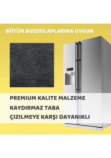 Beylini Su Geçirmez Buzdolabı Matı Kaymaz Taban Antrasit 91x91