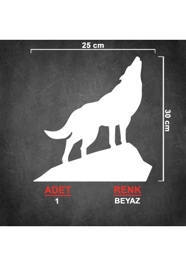 Bozkurt Sticker - Kurt Sticker - Oto Sticker - 25cmx30cm - Beyaz