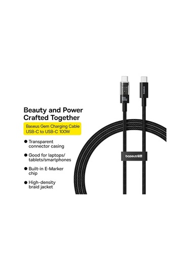 Baseus Cd Serisi Pd 00100w Usb-c / Type-c - Usb-c / Type-c Hızlı Şarj Veri Kablosu, Uzunluk: 001 M 001