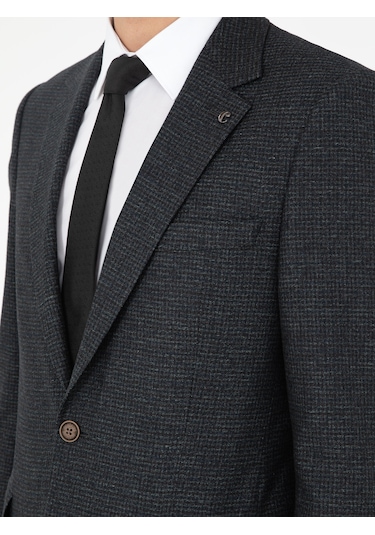 Cacharel Koyu Haki Slim Fit Yün Karışımlı Takım Elbise Yesıl