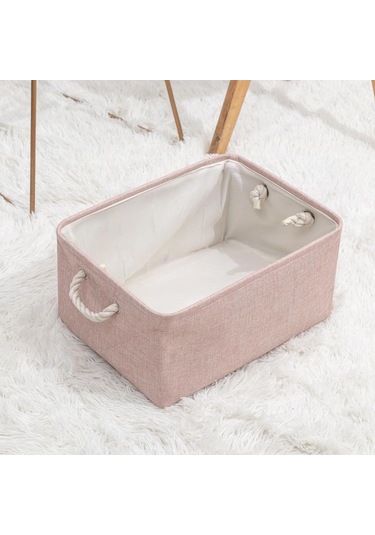 Magideal Suntek Katlanabilir Su Geçirmez Kumaş Saklama Sepeti Pembe S