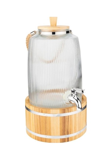 Bambum Melo - Bambu Kapak Ve Ahşap Standlı Cam Sebil 3l