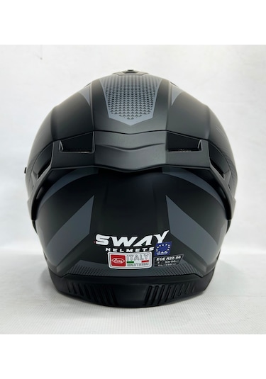 Sway Sw 867 Asphalt Black Grey Siyah Vizörlü Iç Vizörlü Kapalı Kask