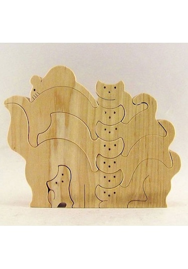 Ahşap Tavşan Figürlü Renkli Puzzle Seti