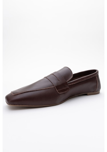Luvishoes Luvi Shoes Morne Kahverengi Cilt Hakiki Deri Kadın Loafer Ayakkabı Kahverengi Deri