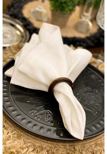 12'li Kahverengi Vintage Ahşap Halka Peçete Yüzüğü